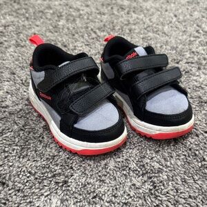 Reebok Kids Black and Gray Sneakers with Red Accents
